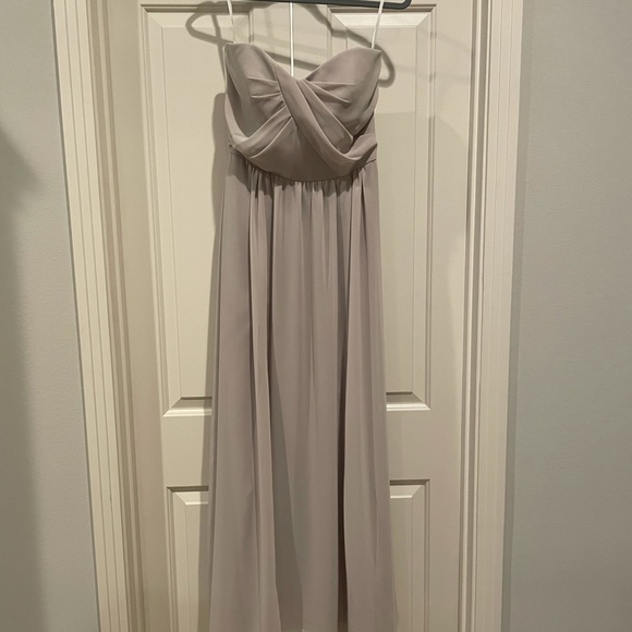 Strapless Georgette A-Line Gown, Oyster, Size 8 - Picture 4 of 6
